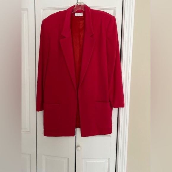 Bright Pink Long Wool Jacket- Size 8  Augustus for Bergdorf Goodman  $150 - Picture 1 of 1
